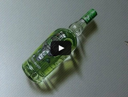 desenho 3d hiper-realista garrafa vodka